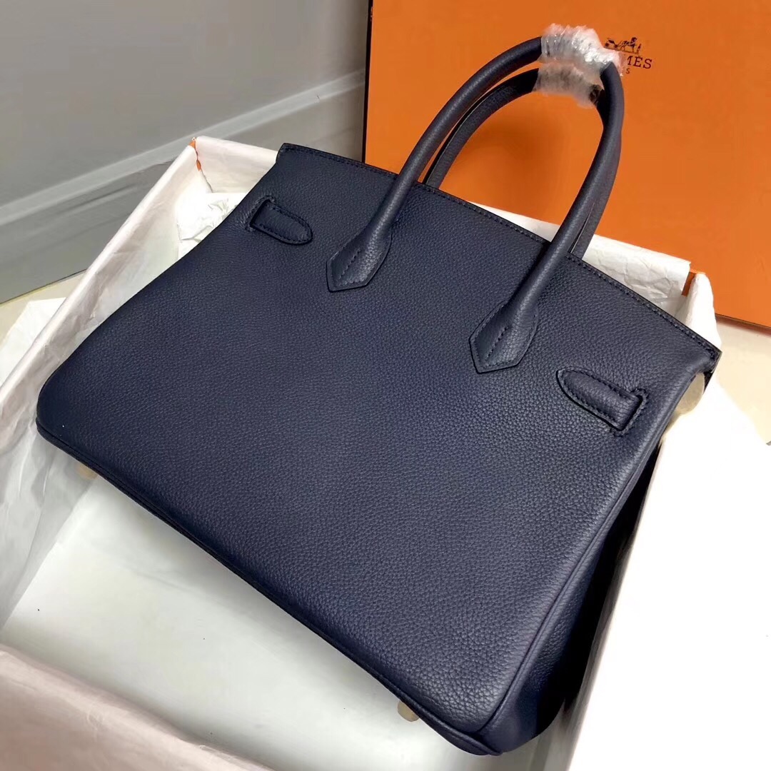 Hermes Birkin 35CM Togo Leather Handbag Deep Blue